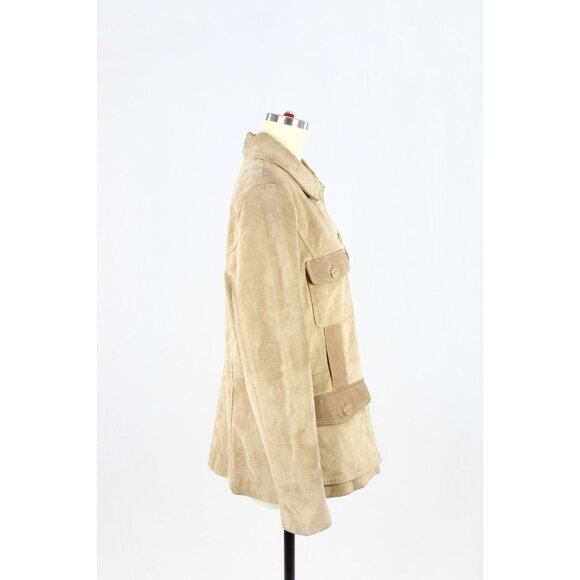 Vintage 00's ROLF SCHULTE Tan Suede Leather Safari Jacket, Size 44/XL - Picture 2 of 16